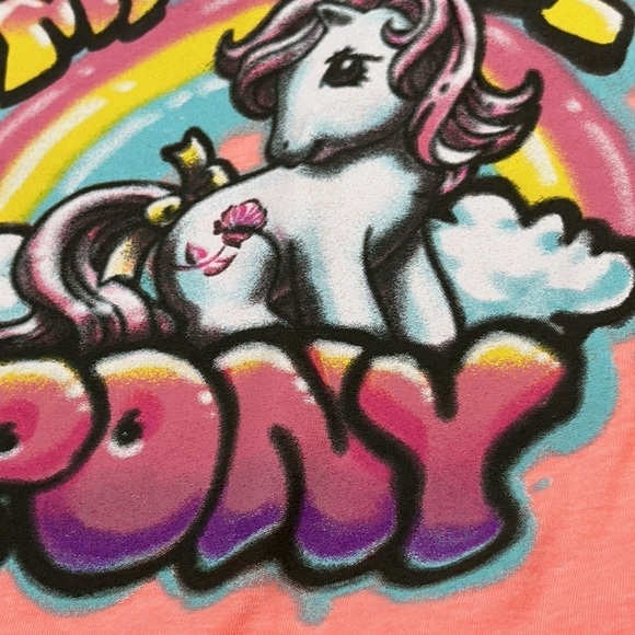 My Little Pony Neon Hot Coral tee retro airbrush pony size medium NEW - Picture 8 of 9